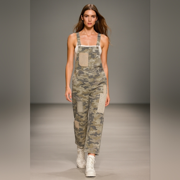 POL Pants - POL Camo Patchwork Overalls Womens Relaxed Fit Utility Jumpsuit, Size S Like New